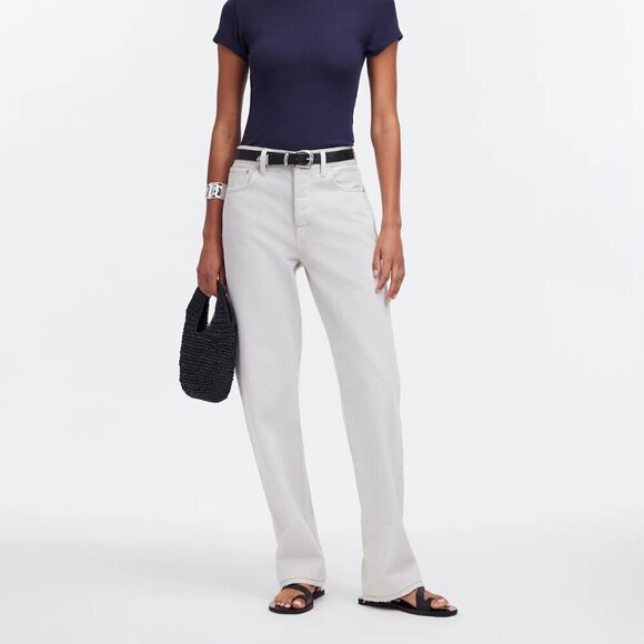 Madewell Low Slung Straight Jeans Button Fly Stone Denim Size 27 NWT - Picture 1 of 10